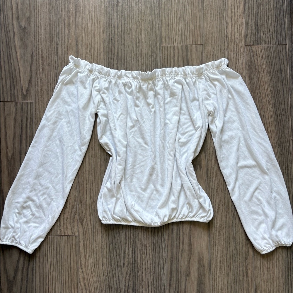 White Ruched Off-the-Shoulder Blouse